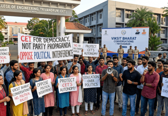 തിരുവനന്തപുരം CETയിലെ ‘വികസിത് ഭാരത്’ പരിപാടി വിവാദത്തിൽ; വന്ദേമാതരം ആലാപനത്തെ ചൊല്ലി വിദ്യാർഥി പ്രതിഷേധം